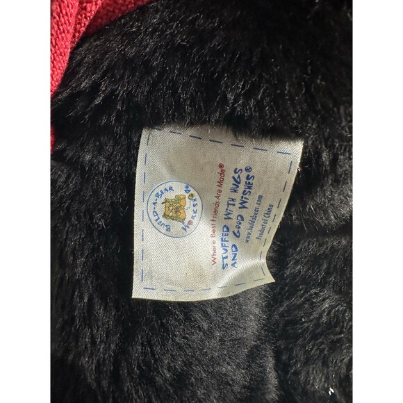 Build-A-Bear Black Teddy Bear in Red golf sweater - Picture 10 of 11
